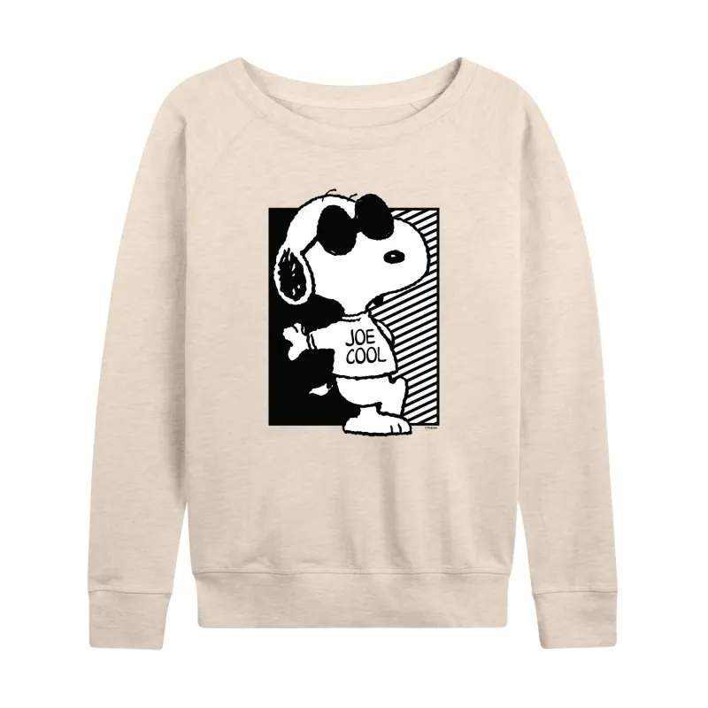 Peanuts - Snoopy Too Cool - Women's French Terry Long Sleeve Pullover made by Peanuts