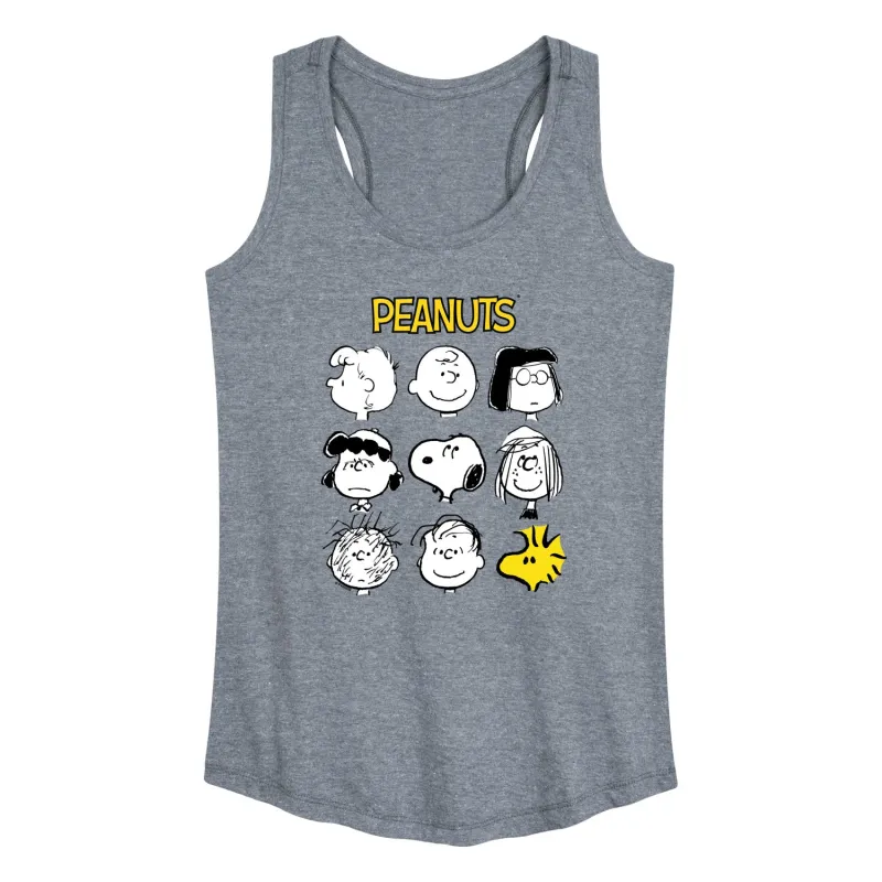 Peanuts - Many Faces Of Peanuts - Women's Racerback Graphic Tank sold by Zulily