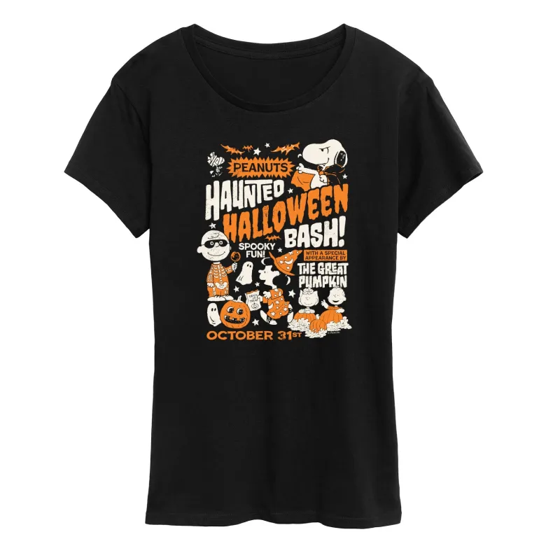 Peanuts - Haunted Halloween Bash - Women's Short Sleeve Graphic T-Shirt made by Peanuts