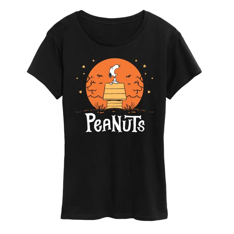 Peanuts - Snoopy Howling - Women's Short Sleeve Graphic T-Shirt sold by Zulily