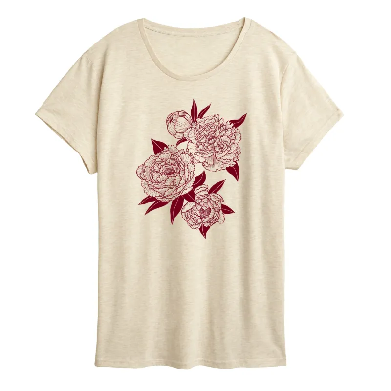 Instant Message - Peonies - Women's Short Sleeve Graphic T-Shirt sold by Zulily