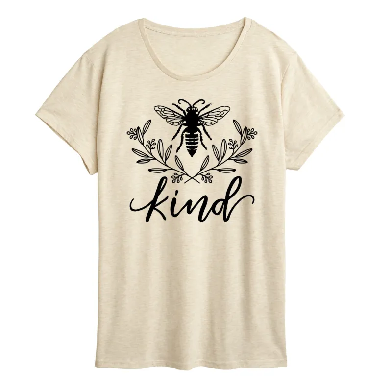Instant Message - Bee Kind Floral - Women's Short Sleeve Graphic T-Shirt sold by Zulily