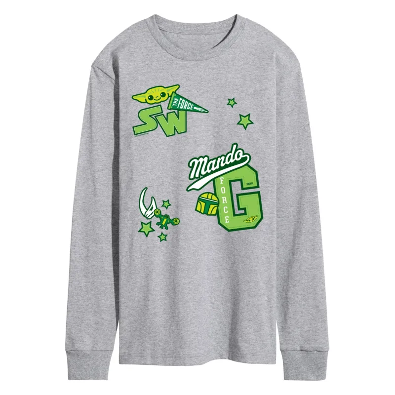 The Mandalorian - Letterman Patches - Men's Long Sleeve Graphic T-Shirt sold by Zulily