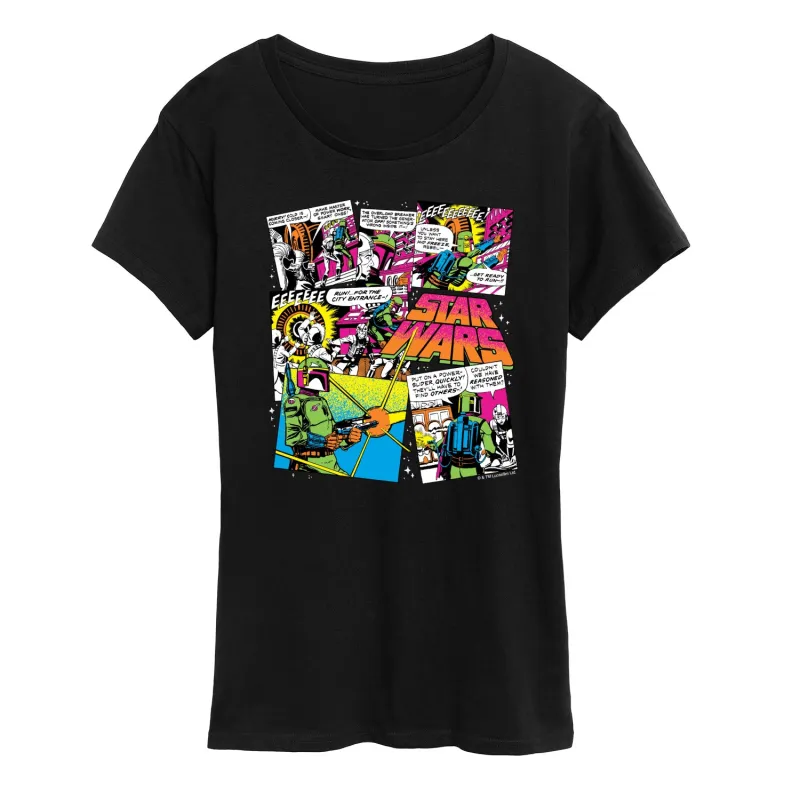 Star Wars - Boba Fett Comic Strip - Women's Short Sleeve Graphic T-Shirt sold by Zulily