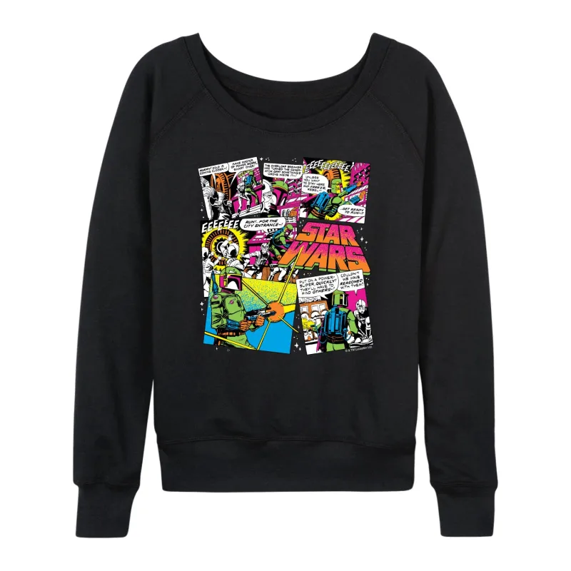 Star Wars - Boba Fett Comic Strip - Women's French Terry Long Sleeve Pullover made by Star Wars