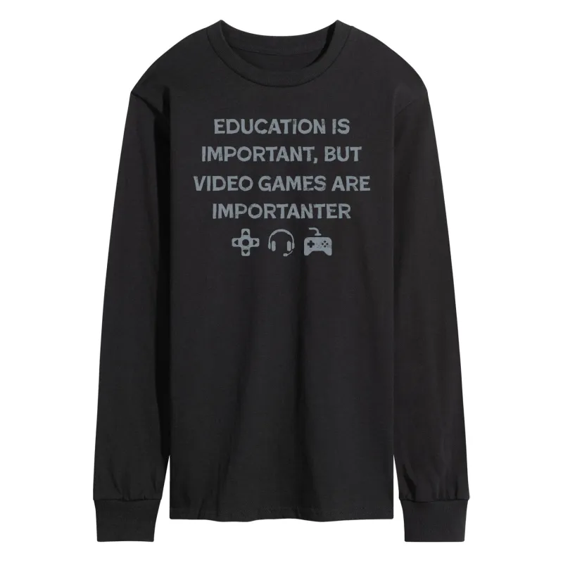 Instant Message - Video Games Are Importanter - Men's Long Sleeve Graphic T-Shirt sold by Zulily