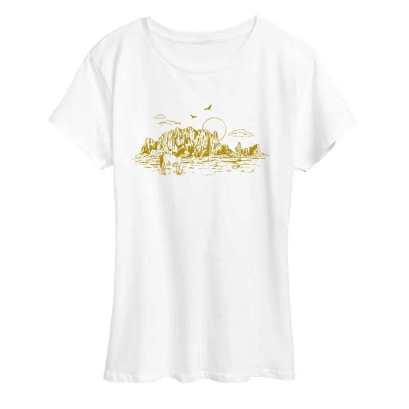 Instant Message - Desert Horse Scene - Women's Short Sleeve Graphic T-Shirt sold by Zulily