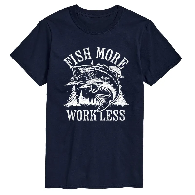 Instant Message - Fish More Work Less - Men's Short Sleeve Graphic T-Shirt made by Zulily