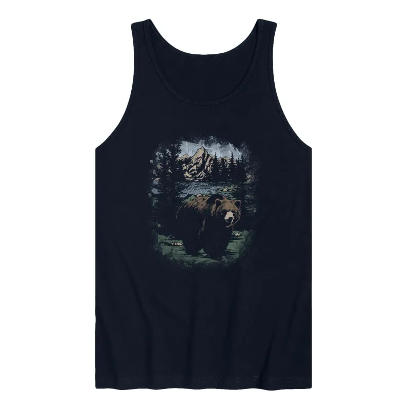 Instant Message - Bear Nature Scene - Men's Sleeveless Graphic Tank sold by Zulily