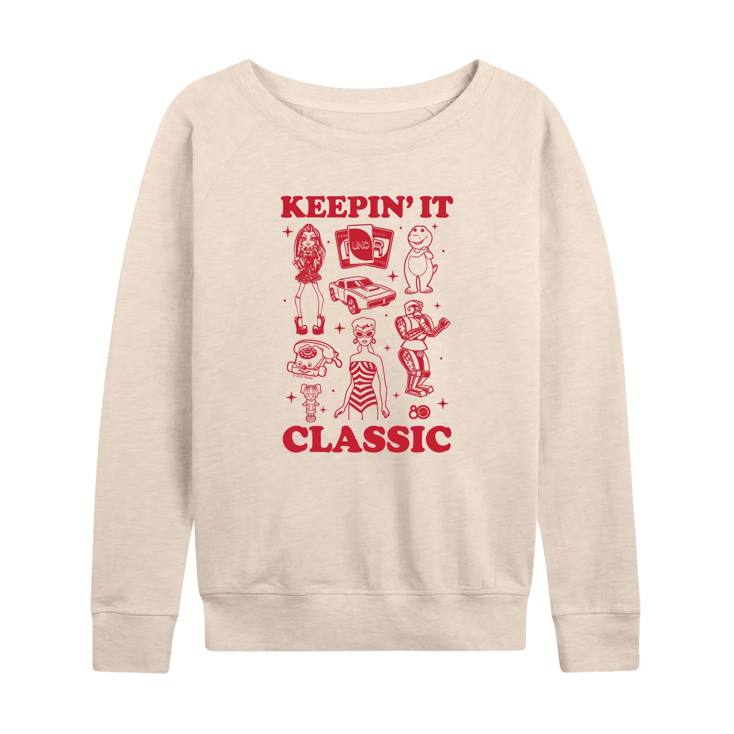 Mattel - Keepin It Classic - Women's French Terry Long Sleeve Shirt sold by Zulily