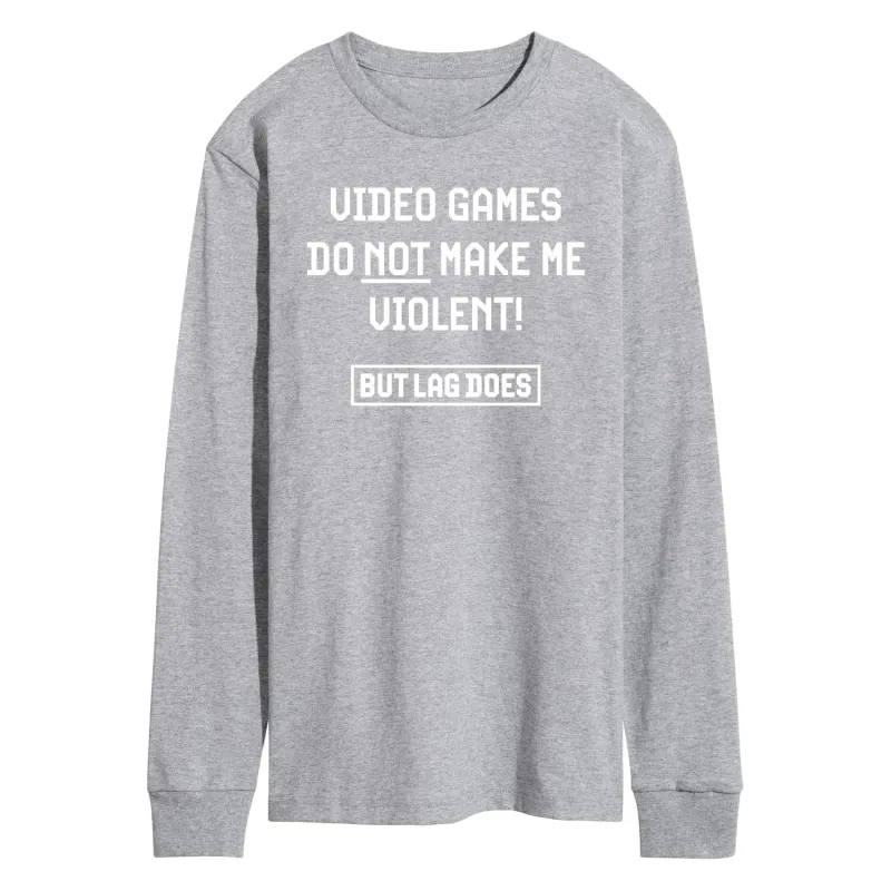 Instant Message - Video Games Not Violent - Men's Long Sleeve Graphic T-Shirt sold by Zulily