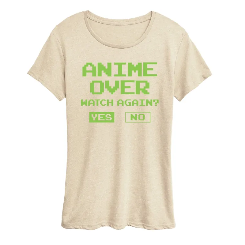 Instant Message - Anime Over Yes No - Women's Short Sleeve Graphic T-Shirt sold by Zulily
