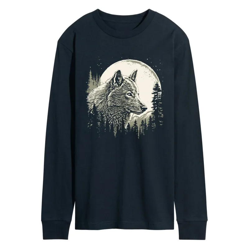 Instant Message - Wolf Moon - Men's Long Sleeve Graphic T-Shirt sold by Zulily