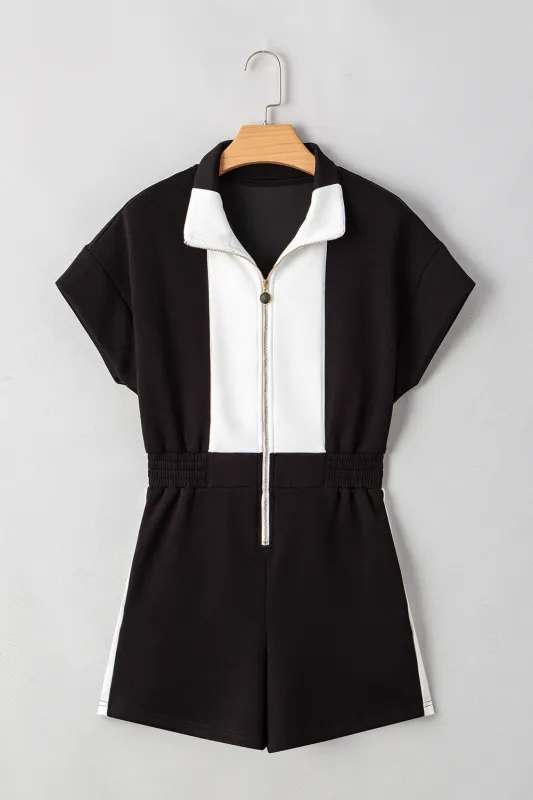 Threaded Pear Olivia Patchwork Zip Front Romper made by Threaded Pear