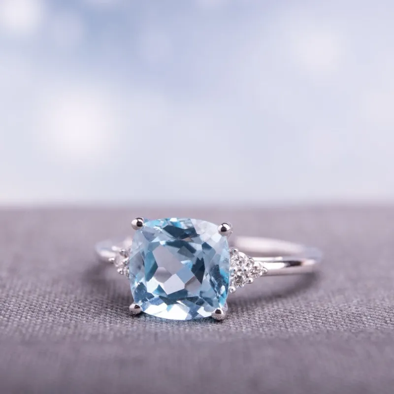 Miadora 10k White Gold Sky Blue Topaz and Diamond Accent Fashion Ring sold by Zulily