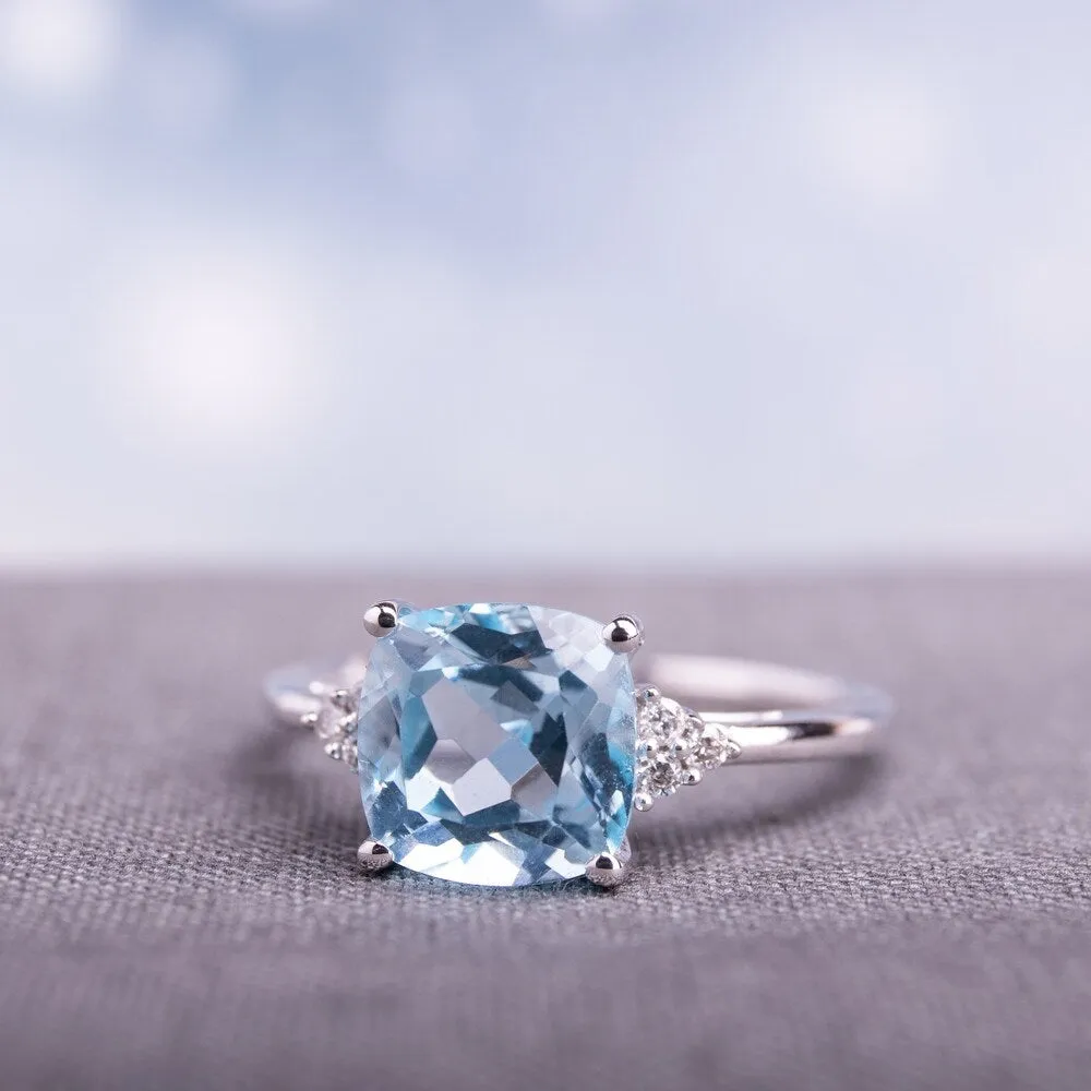 Miadora 10k White Gold Sky Blue Topaz and Diamond Accent Fashion Ring sold by Zulily