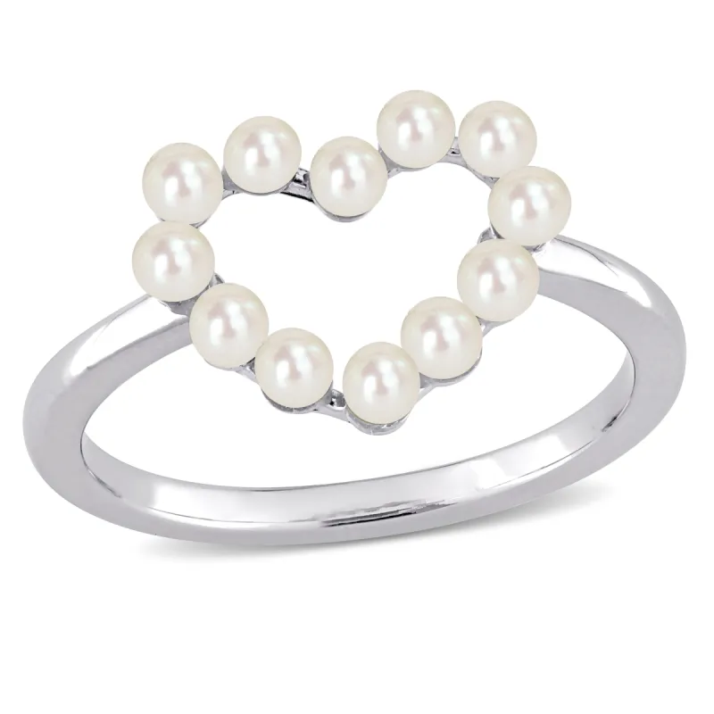 Miadora Cultured Freshwater Pearl Heart Ring in 14k White Gold sold by Zulily