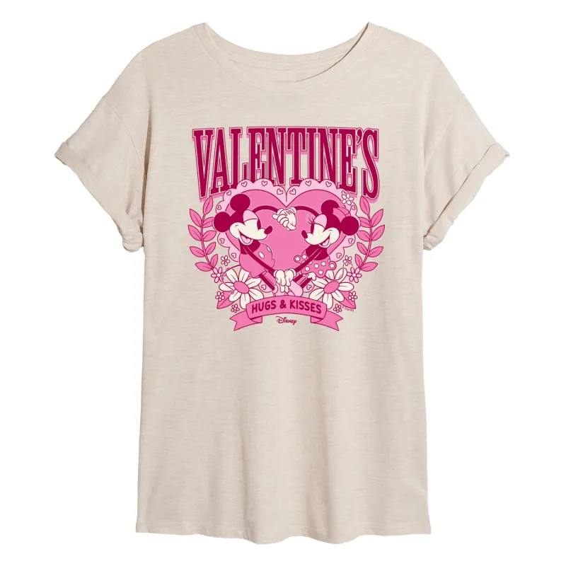 Disney - Valentine's Collegiate - Juniors Oversized Graphic T-Shirt made by Disney
