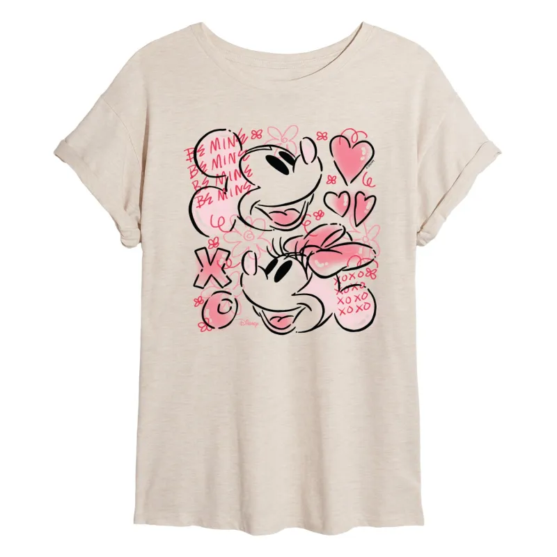 Disney - Mickey Minnie XOXO - Juniors Oversized Graphic T-Shirt sold by Zulily