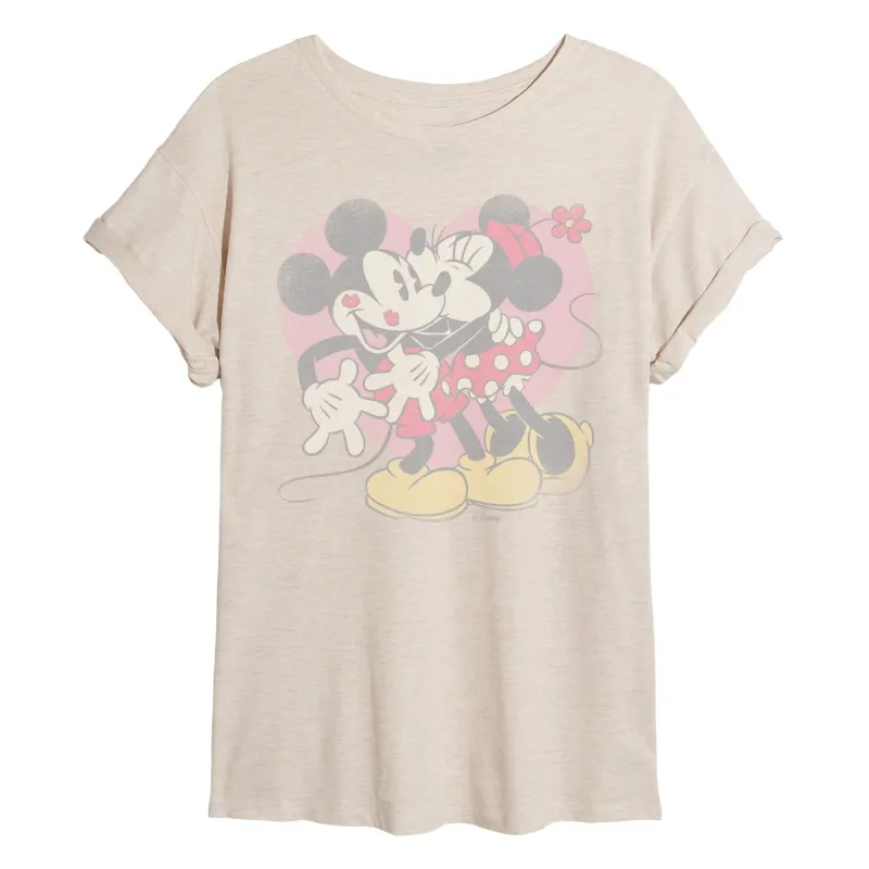 Disney - Mickey & Minnie Kisses - Juniors Oversized Graphic T-Shirt sold by Zulily