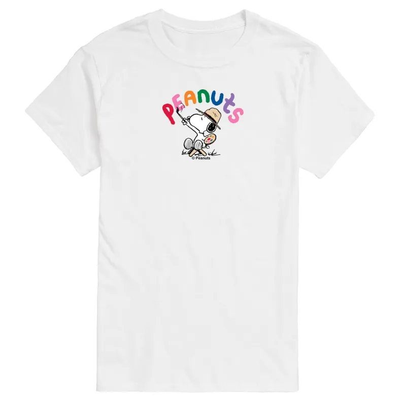 Peanuts - Rainbow Painting - Men's Short Sleeve Graphic T-Shirt sold by Zulily