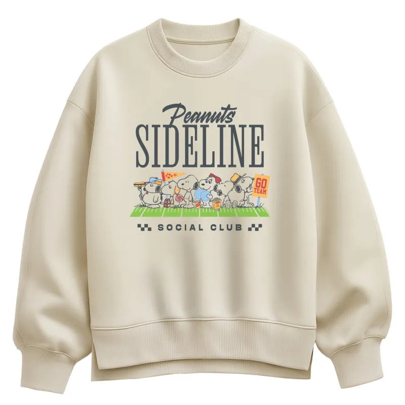 Peanuts - Sideline Social Club - Women's Oversized Fleece Crew Sweatshirt sold by Zulily
