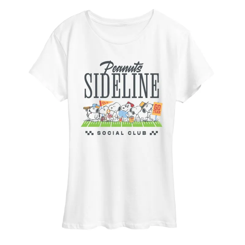 Peanuts - Sideline Social Club - Women's Short Sleeve Graphic T-Shirt sold by Zulily
