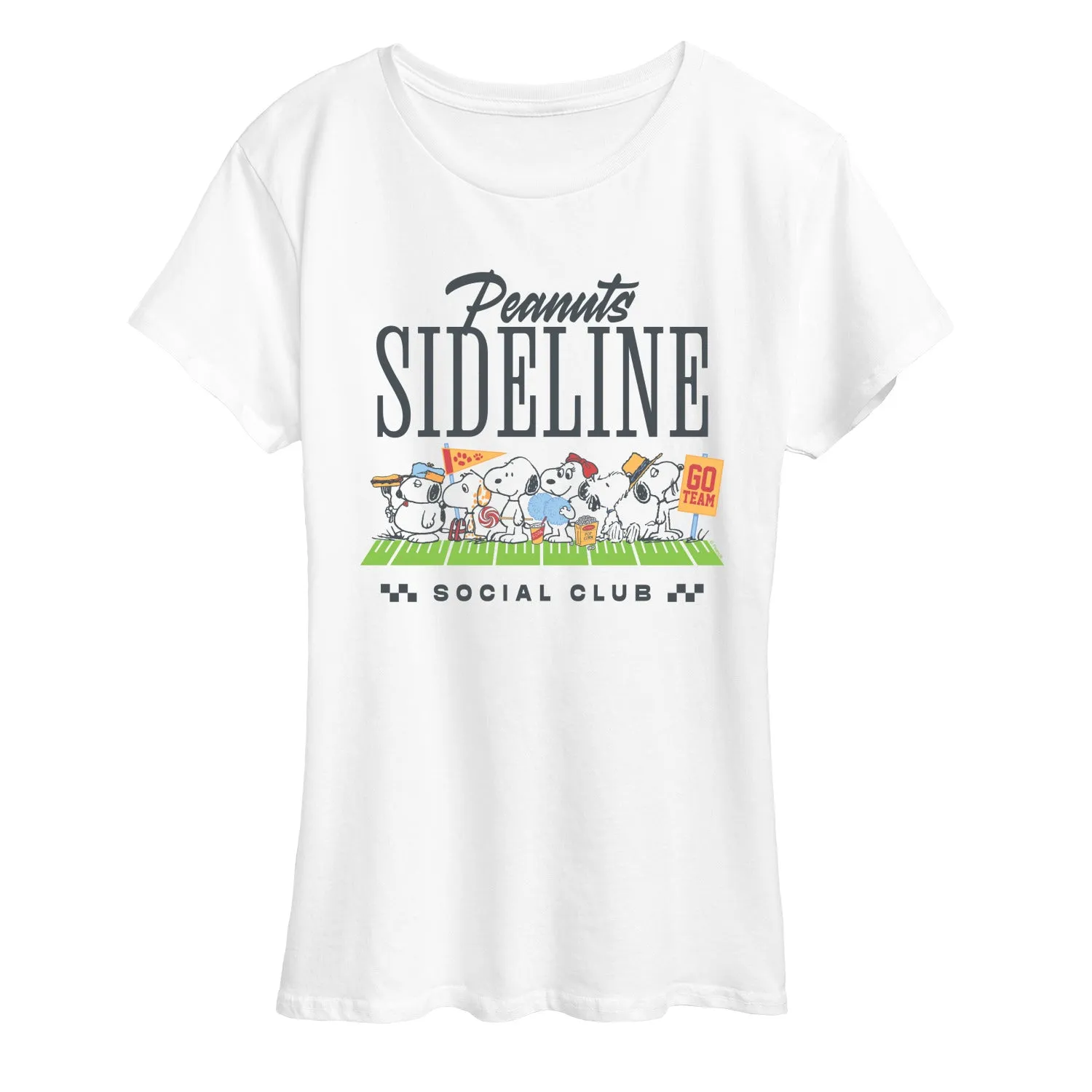 Peanuts - Sideline Social Club - Women's Short Sleeve Graphic T-Shirt sold by Zulily