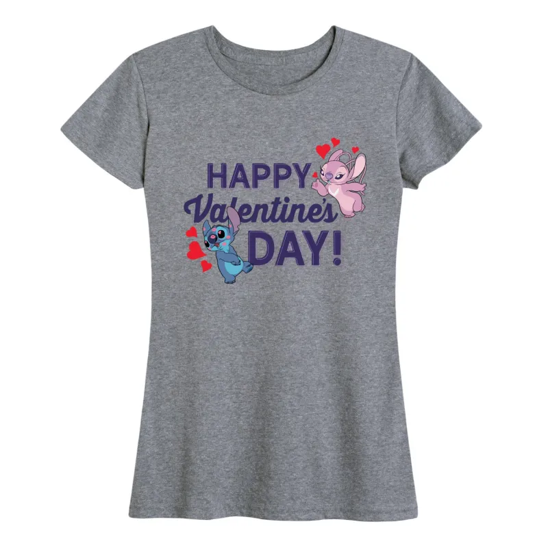 Lilo & Stitch - Happy Valentine's Day - Women's Short Sleeve Graphic T-Shirt made by Zulily