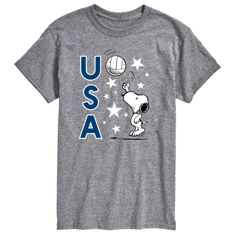 Peanuts - USA Volleyball - Men's Short Sleeve Graphic T-Shirt sold by Zulily