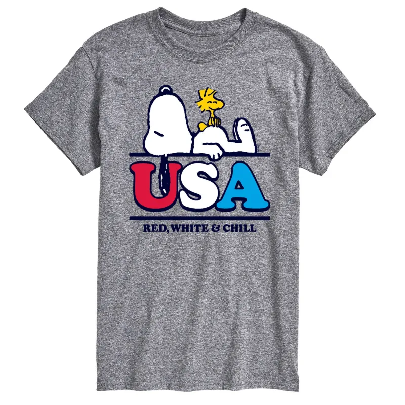 Peanuts - Red White and Chill - Men's Short Sleeve Graphic T-Shirt sold by Zulily
