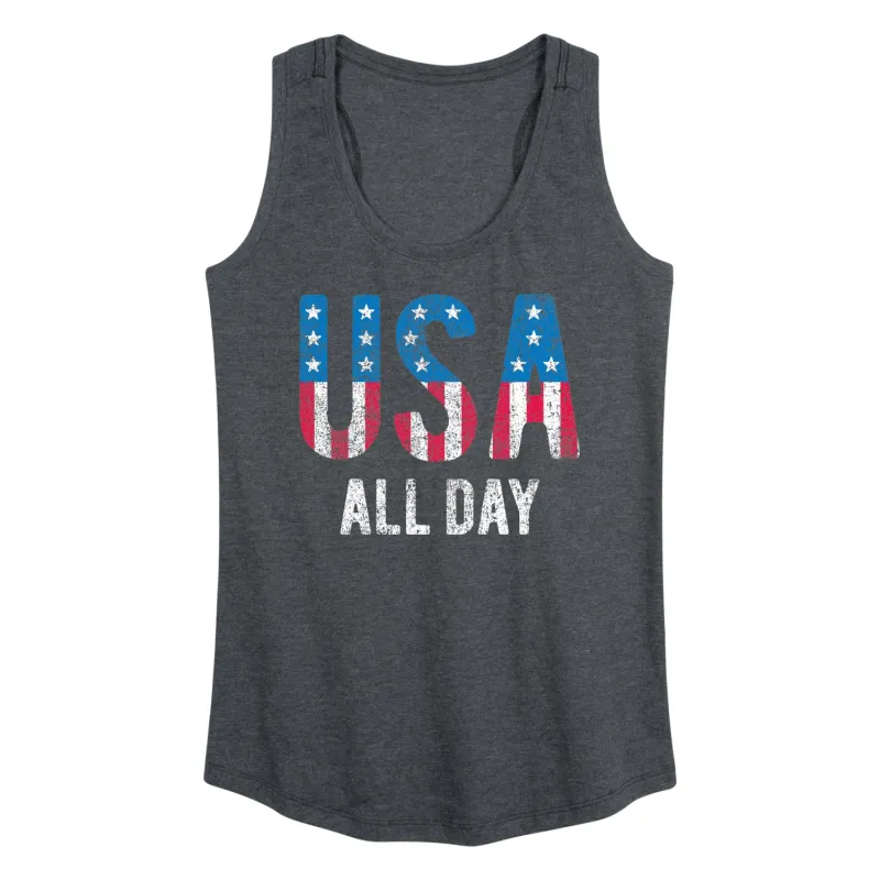 Instant Message - USA All Day Flag Fill - Women's Racerback Graphic Tank sold by Zulily