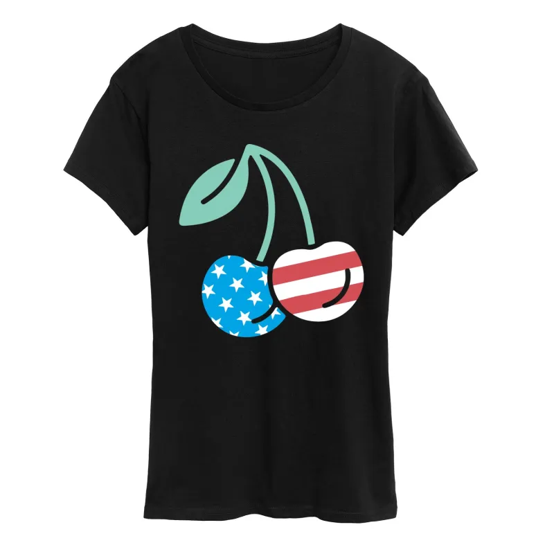 Instant Message - Americana Cherries - Women's Short Sleeve Graphic T-Shirt made by Zulily