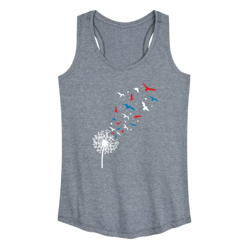 Instant Message - Patriotic Dandelion Birds - Women's Racerback Graphic Tank sold by Zulily