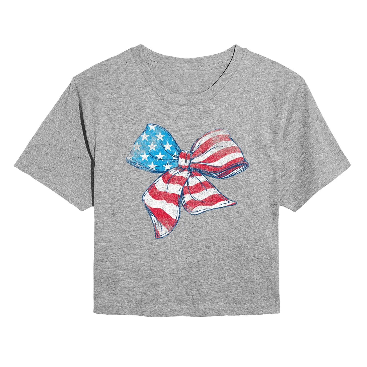 Instant Message - American Flag Bow - Juniors Cropped Graphic T-Shirt sold by Zulily product image thumbnail 2