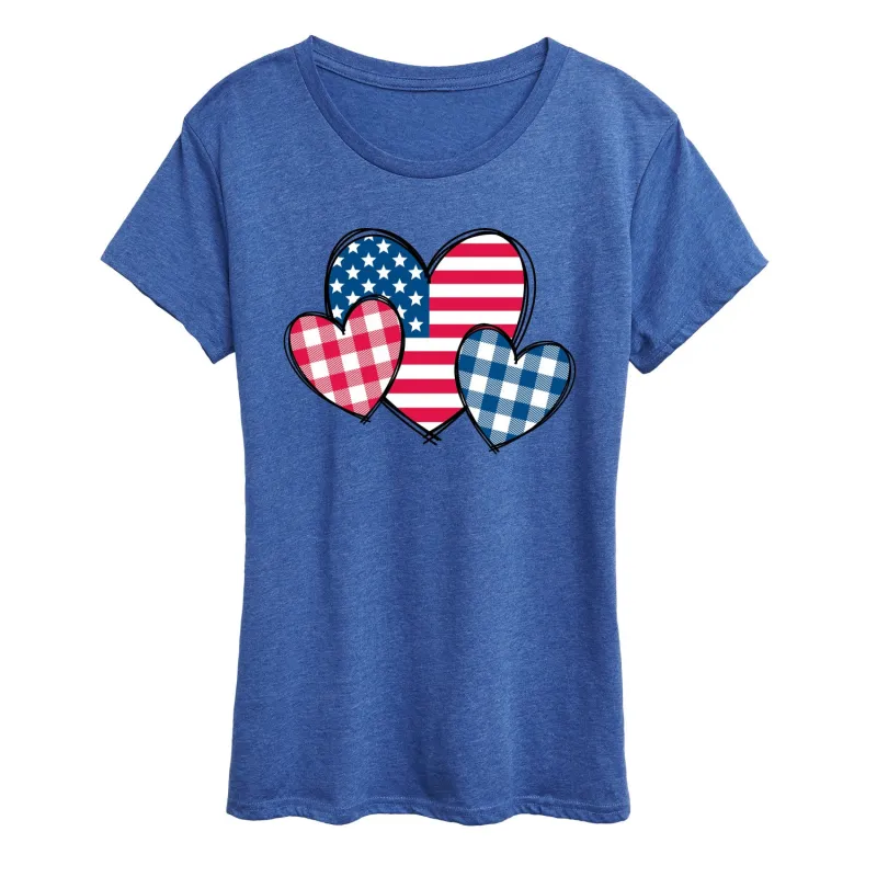 Instant Message - USA Patterned Hearts - Women's Short Sleeve Graphic T-Shirt made by Zulily
