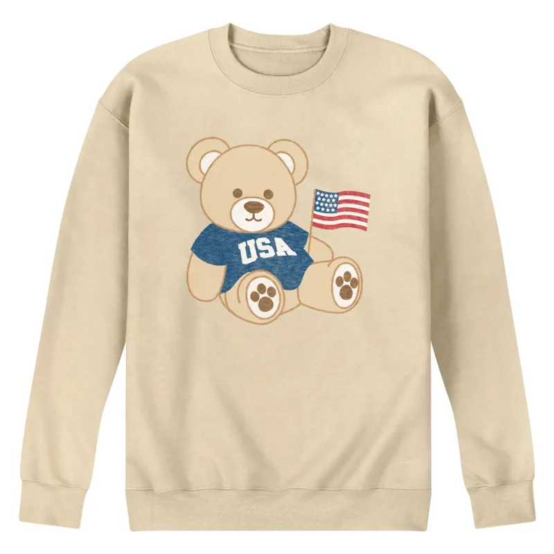 Instant Message - USA Teddy Bear - Men's Crew Fleece Sweatshirt made by Zulily