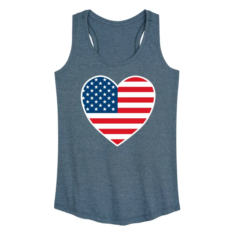 Instant Message - USA Flag Heart - Women's Racerback Graphic Tank sold by Zulily