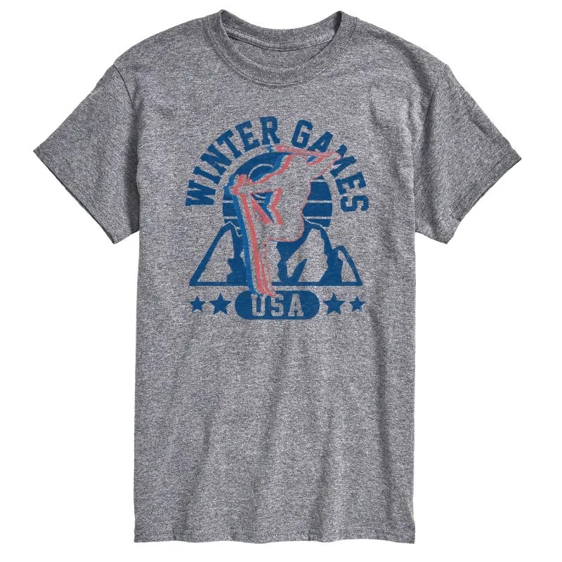 Instant Message - Winter Games Skiing - Men's Short Sleeve Graphic T-Shirt made by Zulily