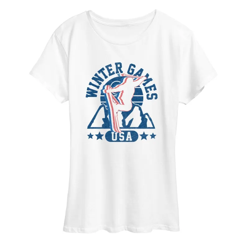 Instant Message - Winter Games Skiing - Women's Short Sleeve Graphic T-Shirt sold by Zulily