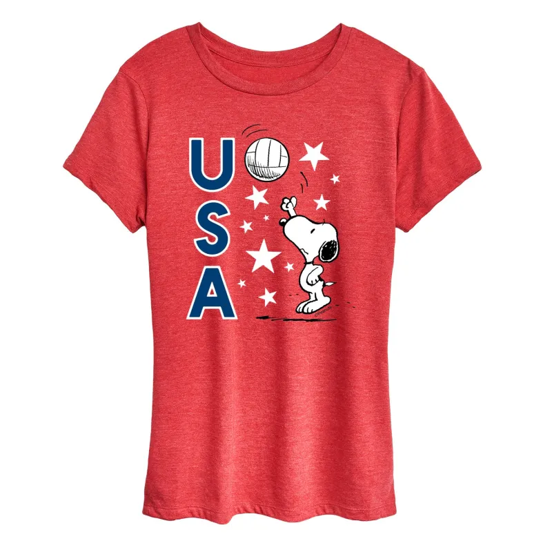 Peanuts - USA Volleyball - Women's Short Sleeve Graphic T-Shirt sold by Zulily