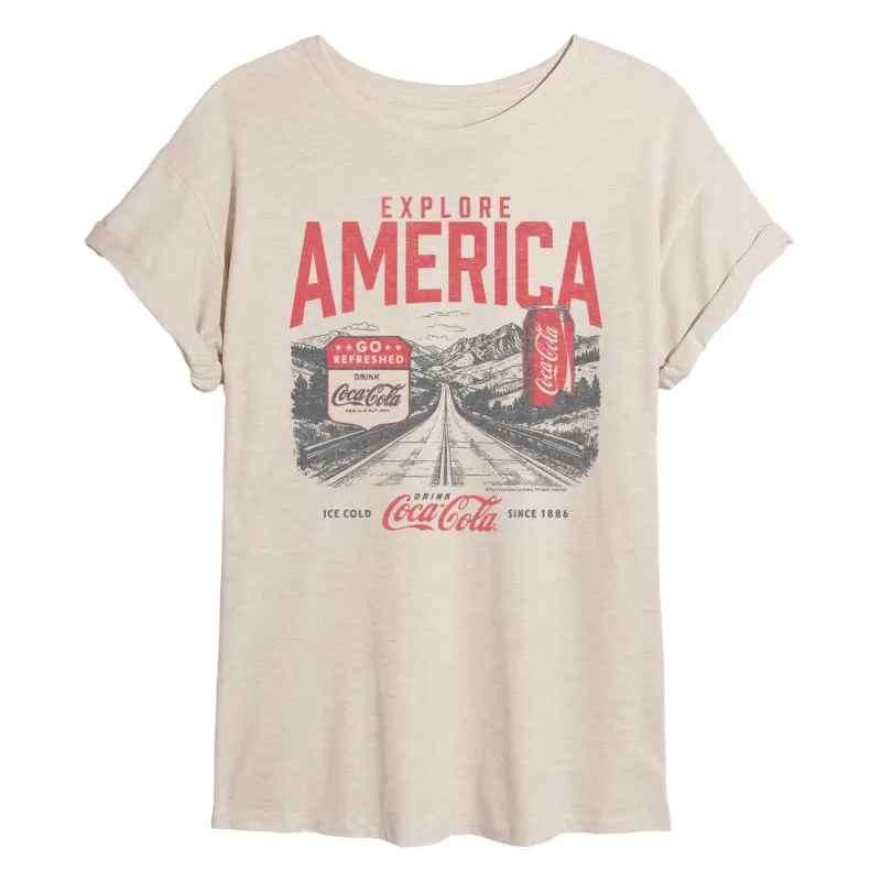 Coca-Cola - Explore America Coke - Women's Oversized Graphic T-Shirt sold by Zulily