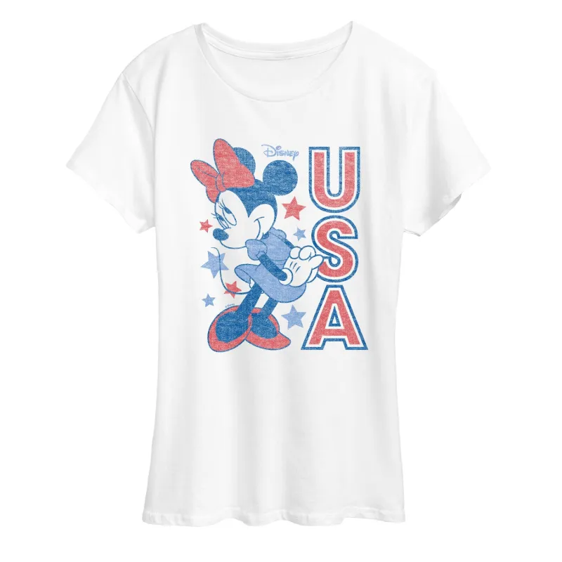 Disney - Minnie USA - Women's Short Sleeve Graphic T-Shirt sold by Zulily