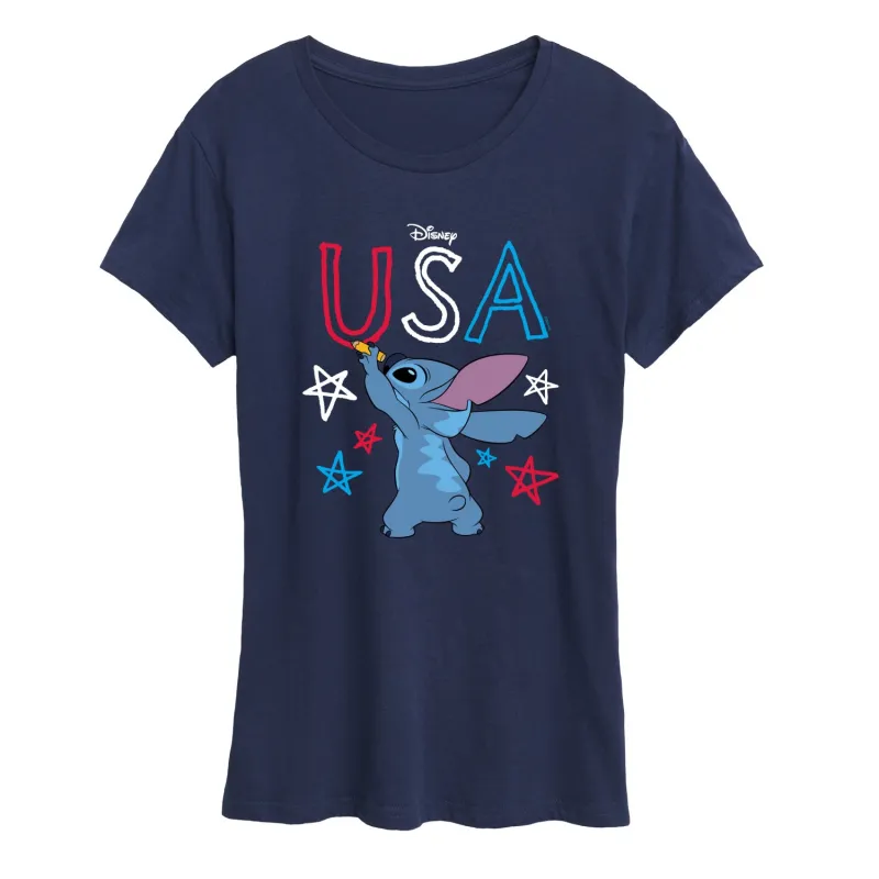 Lilo & Stitch - USA Stitch Drawing - Women's Short Sleeve Graphic T-Shirt made by Zulily