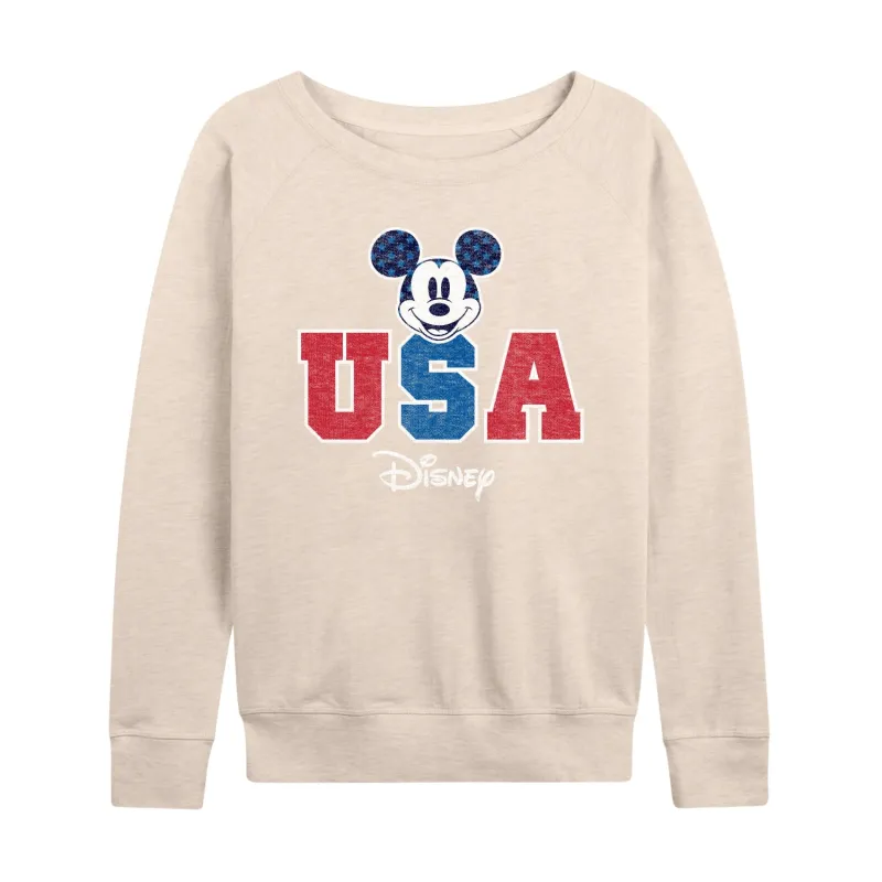 Disney - Americana - Mickey Usa - Women's Lightweight French Terry Long Sleeve Shirt sold by Zulily