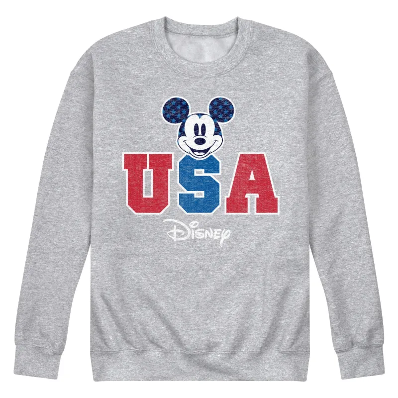 Disney - Americana - Mickey Usa - Men's Crew Neck Fleece Pullover sold by Zulily