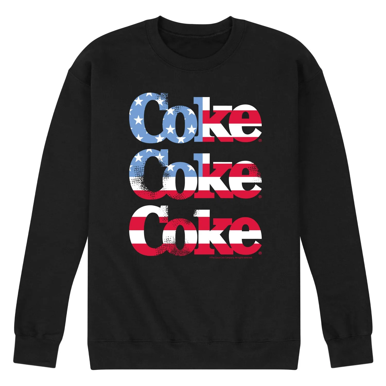 Coca-Cola - Coke Repeated Distressed Flag Fill - Men's Crew Neck Fleece Pullover sold by Zulily