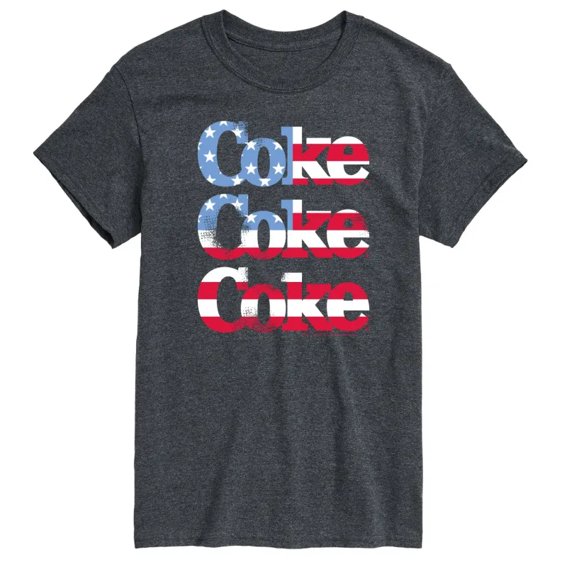 Coca-Cola - Coke Repeated Distressed American Flag - Men's Short Sleeve T-Shirt sold by Zulily