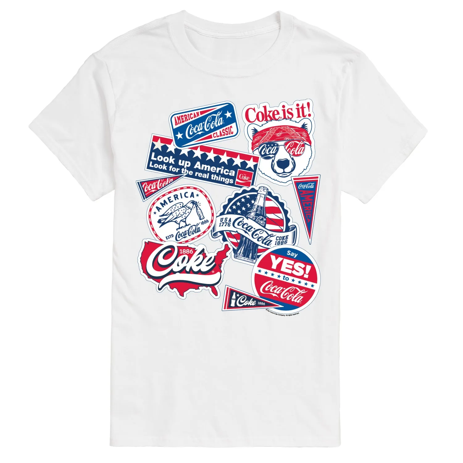 Coca-Cola - Coke USA Stickers - Men's Short Sleeve Graphic T-Shirt sold by Zulily product image thumbnail 3