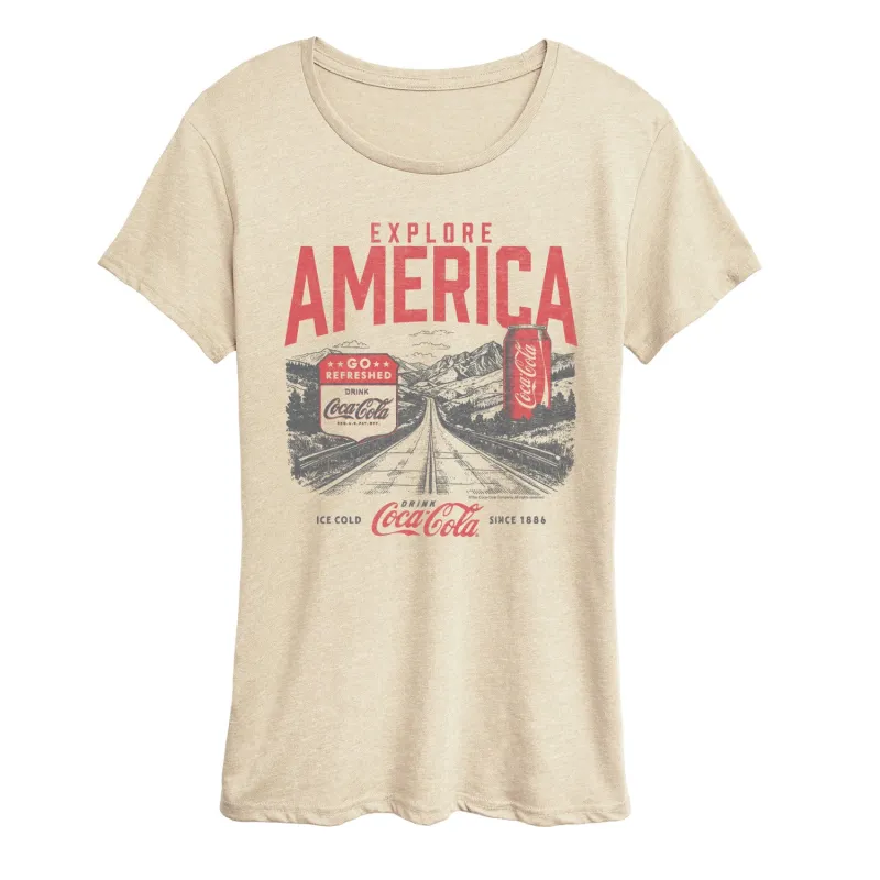 Coca-Cola - Explore America Coke - Women's Short Sleeve Graphic T-Shirt sold by Zulily